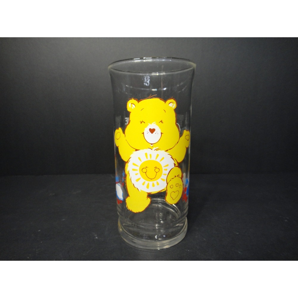 Vintage 1983 Care Bears Funshine Bear Pizza Hut Collector Series Glass 6" EUC